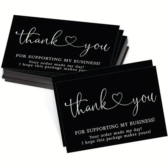 Thank You Cards Business 100 Supporting Small Business Hearts Sales Stylish - Picture 1 of 2